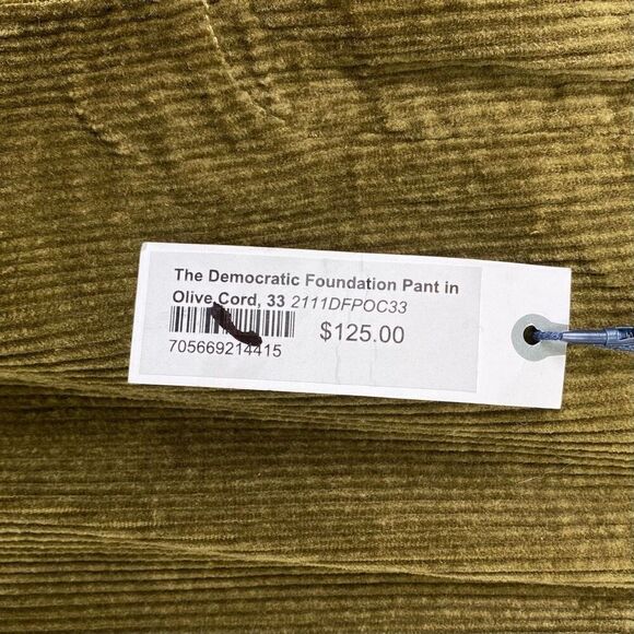 Taylor Stitch The Democratic Foundation Pant in Olive Cord Corduroy Pants 33 - Picture 5 of 9